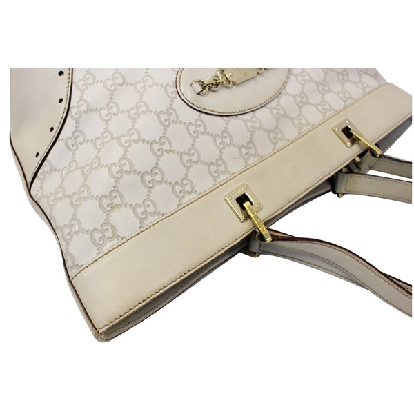 GUCCI 145993 Cream Guccissima Leather Gold-tone Tote Shoulder Bag 145993-US