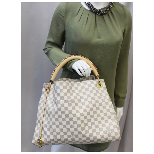 LOUIS VUITTON Artsy MM Damier Azur Shoulder Bag White-US