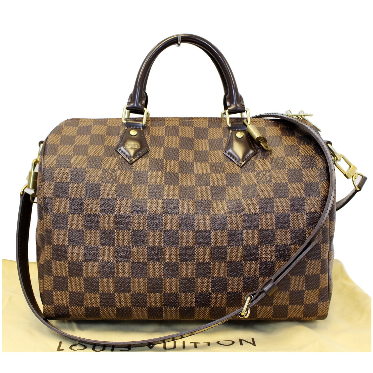 Speedy bandoulière cloth handbag Louis Vuitton Brown in Cloth - 31628030