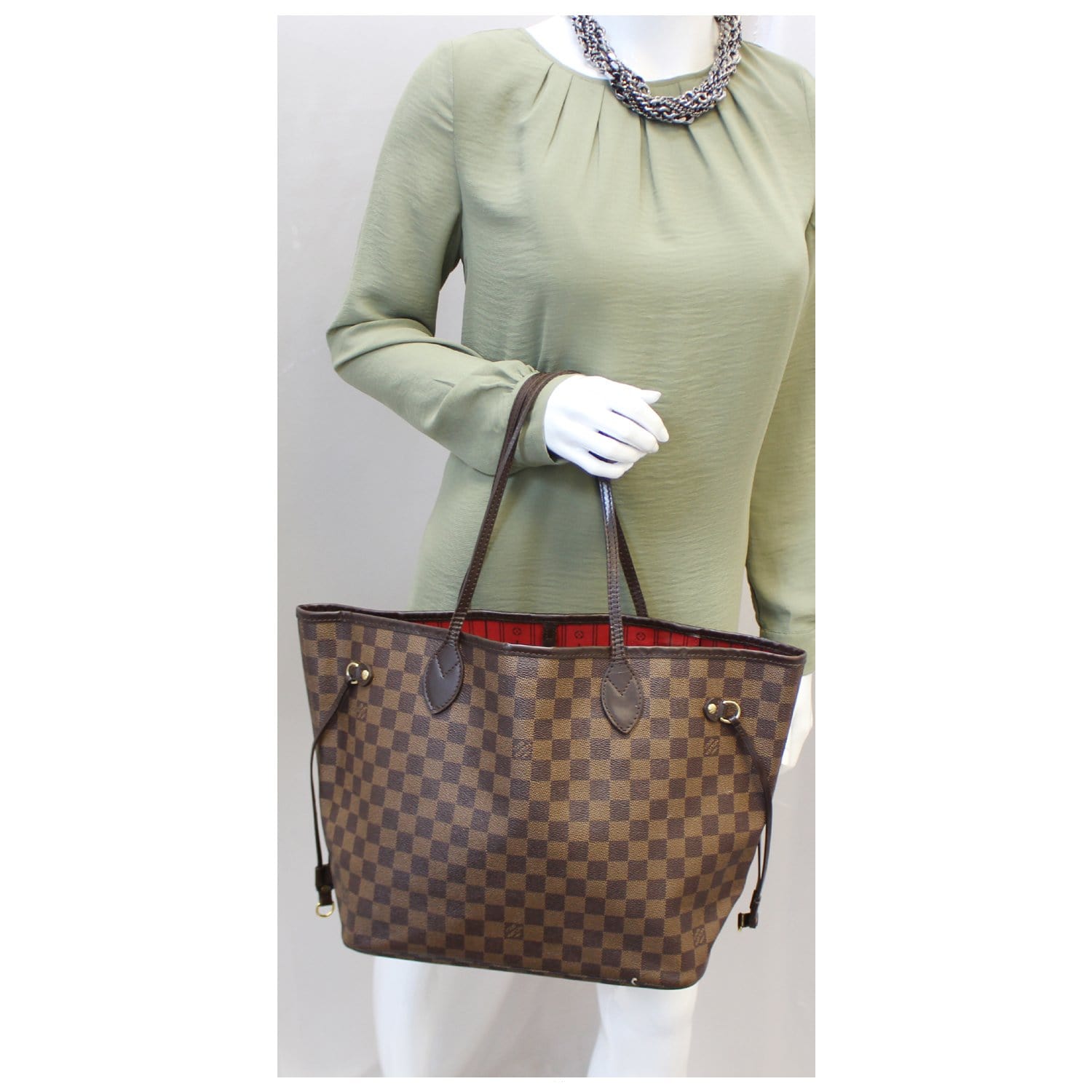 Louis Vuitton Neverfull MM Damier Ebene Cherry Red Tote Shoulder Bag(S – AE  Deluxe LLC®