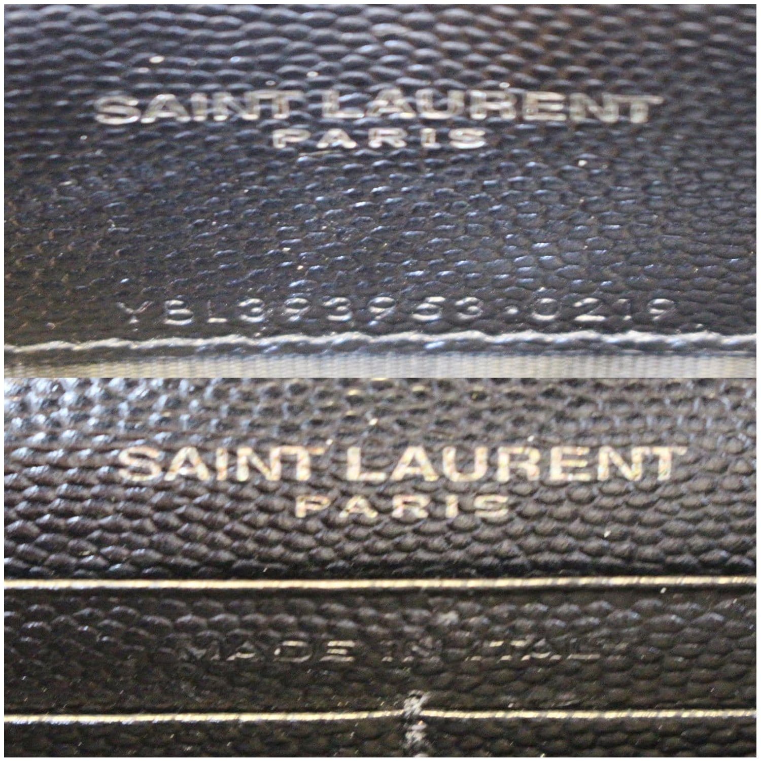 Saint Laurent Paris Black Chevron Leather Wallet on Chain Yves