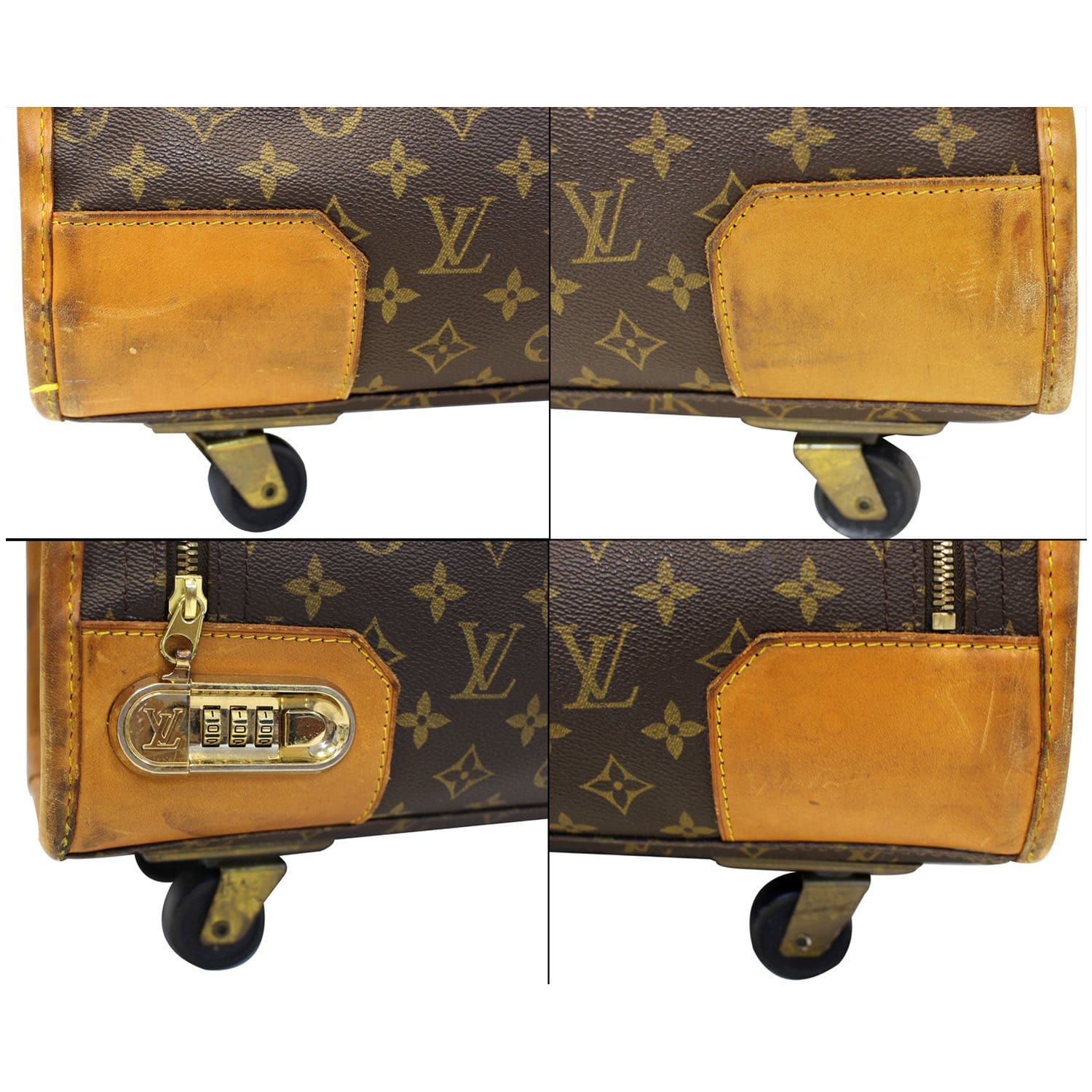 LOUIS VUITTON Monogram Canvas Gold Large Travel Suitcase Trunk For