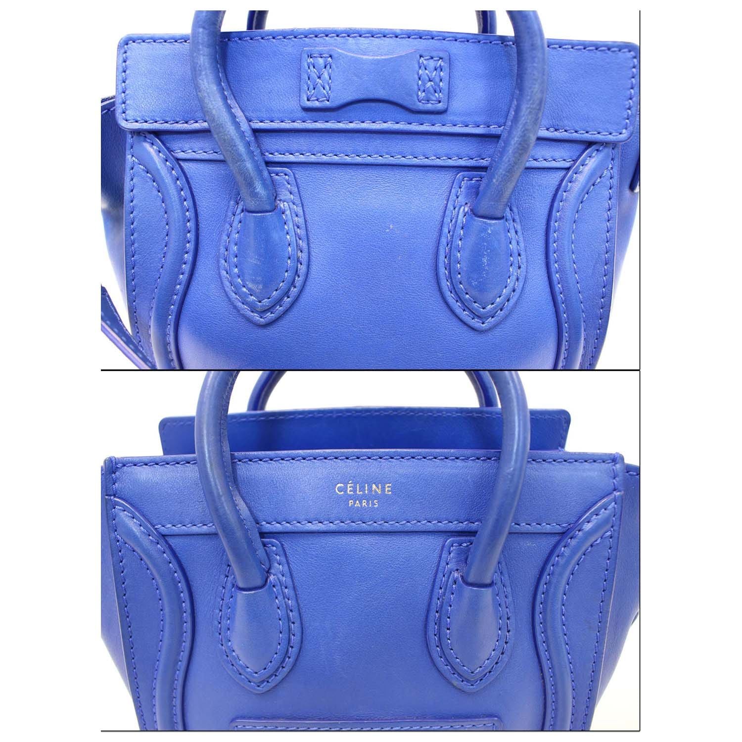 Céline NEW CELINE BUCKET BIG BAG SMALL BLUE LEATHER + HAND BAG