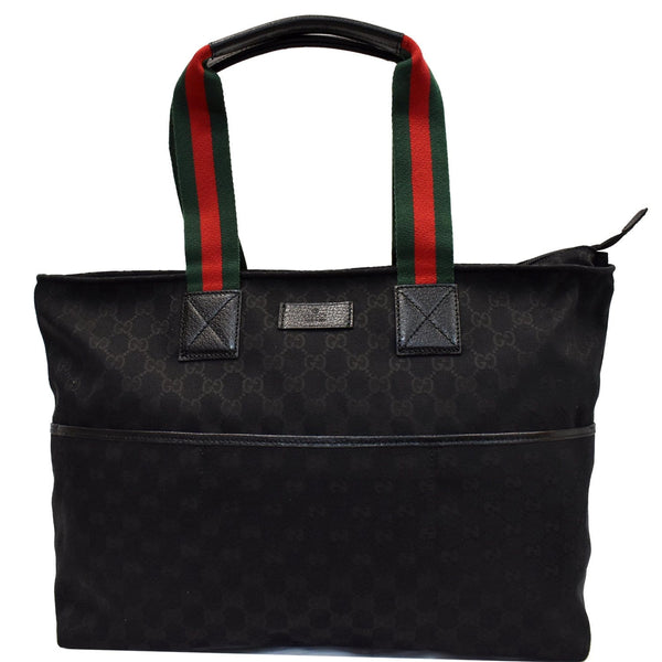 Gucci GG Monogram Canvas Web Large Diaper Tote Bag Black