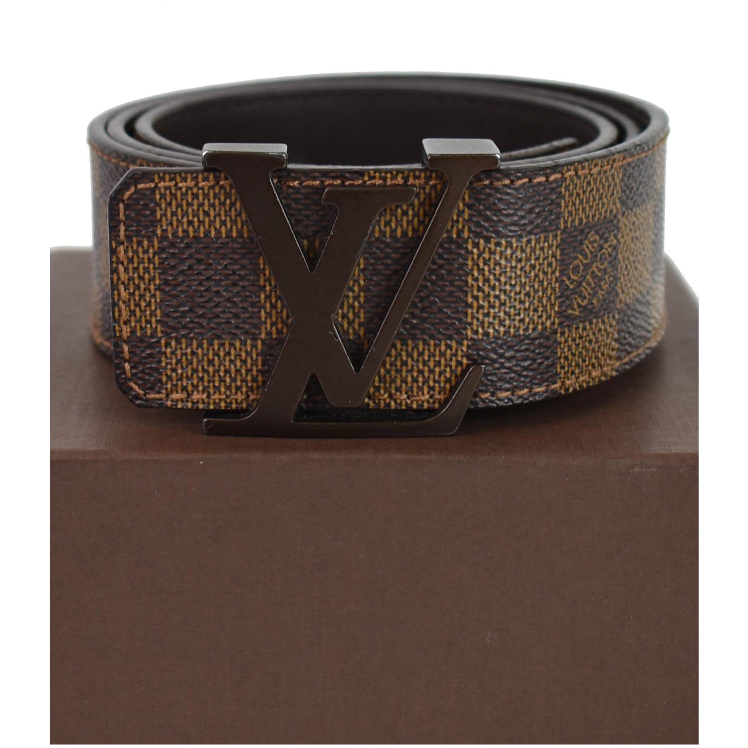 Authentic Louis Vuitton Dark Brown Leather LV Initiales Buckle