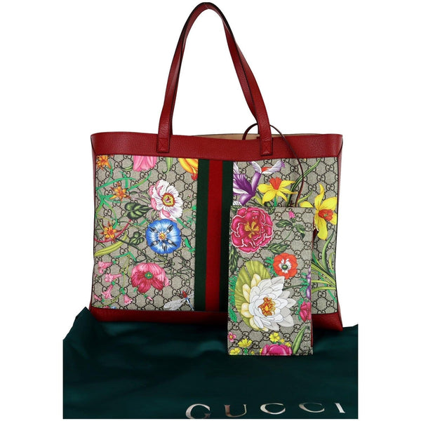 Gucci Ophidia GG Flora Medium Shoulder Tote Bag Red - double bag