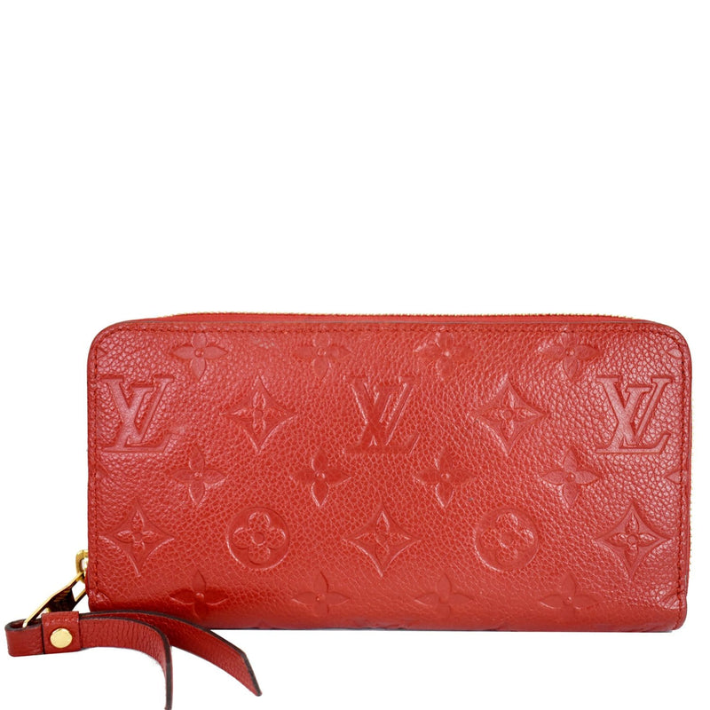 LOUIS VUITTON Zippy Wallet Long Monogram Empreinte Leather Red