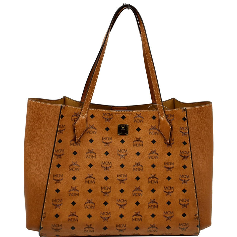 MCM Authentic Visetos store Cognac Shopper tote bag!