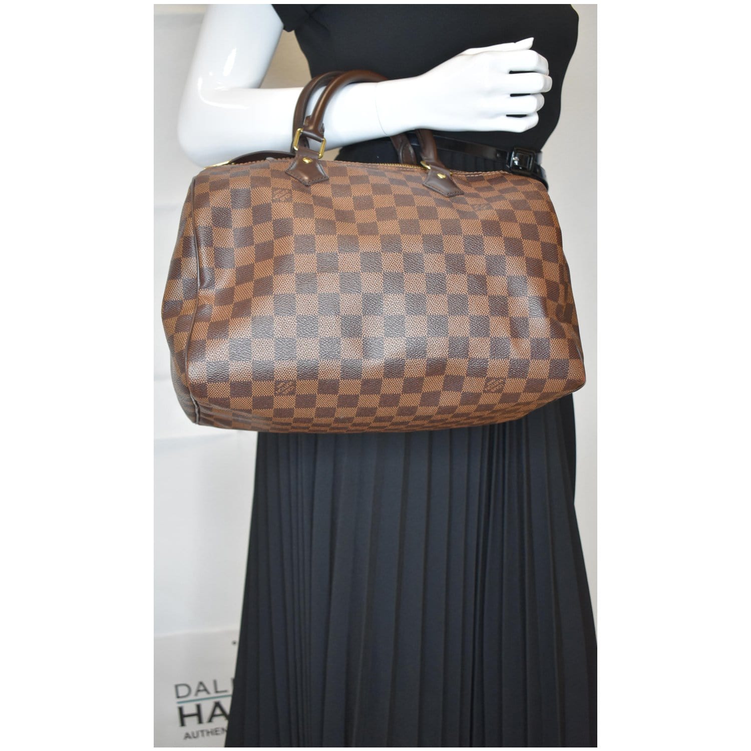 LOUIS VUITTON Speedy 30 Damier Ebene Satchel Bag Brown