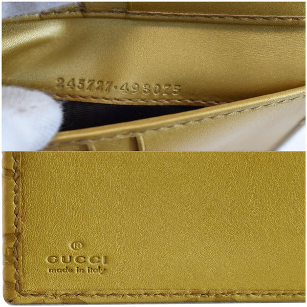 GUCCI Lovely Heart Guccissima Leather French Flap Wallet Gold 245727