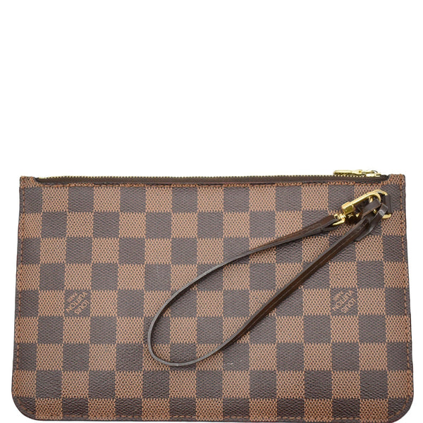 LOUIS VUITTON Neverfull MM Damier Ebene Pochette Wristlet Pouch Brown