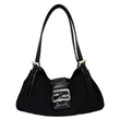 FENDI Mama Baguette Neoprene Canvas Shoulder Bag Black