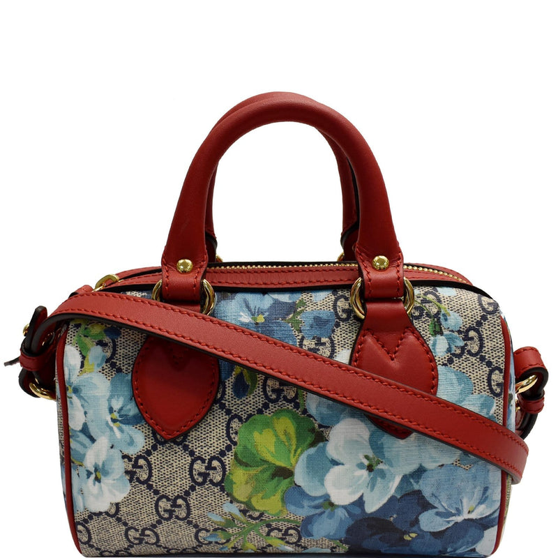 GUCCI Mini Blooms GG Supreme Canvas Top Handle Crossbody Bag Red 54631