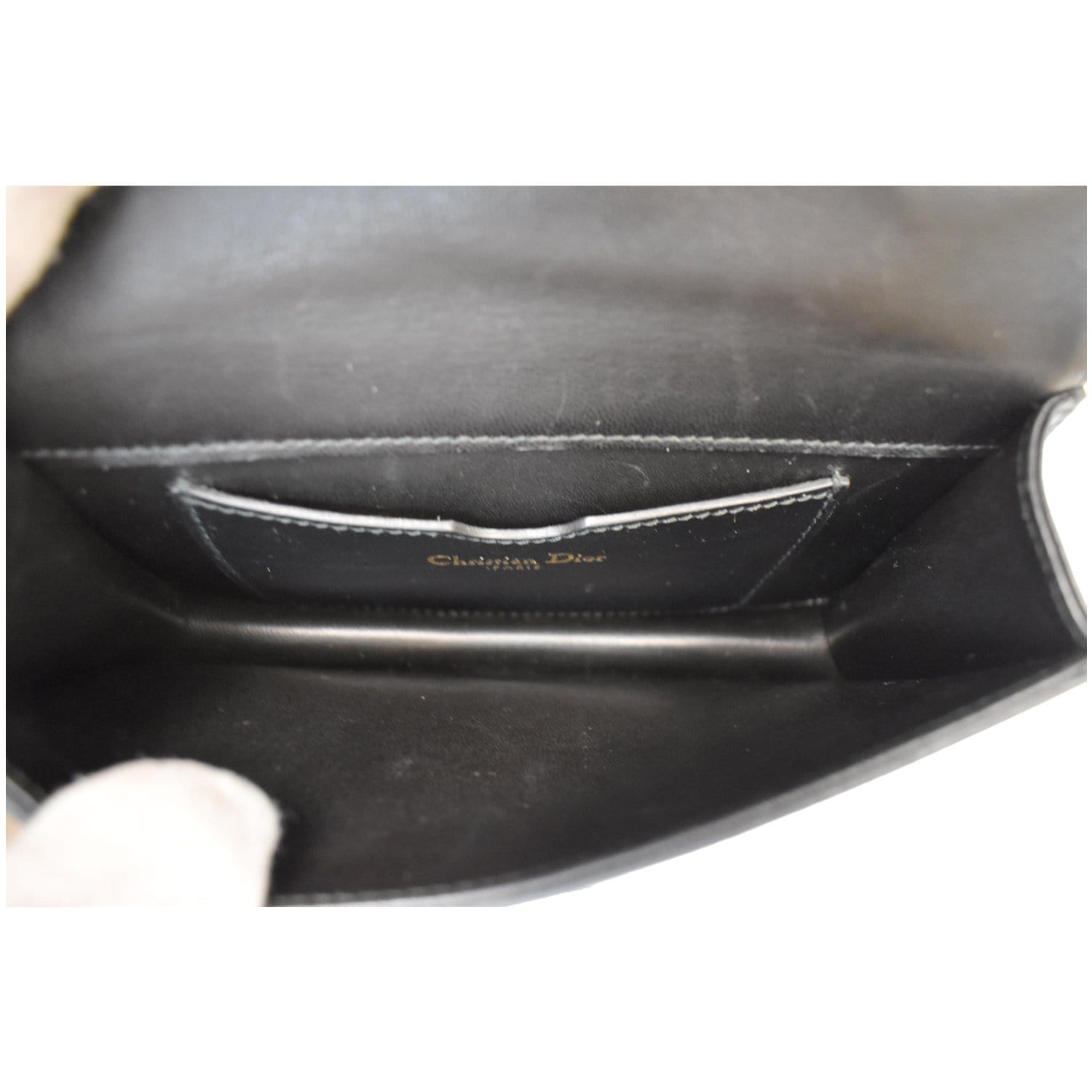 Christian Dior Leather Paradise Clutch Bag Pouch Black Women S1260