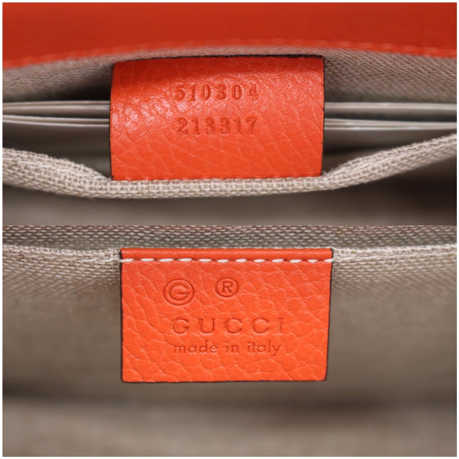 Gucci Interlocking G Sun Orange Leather Chain Crossbody Shoulder Bag