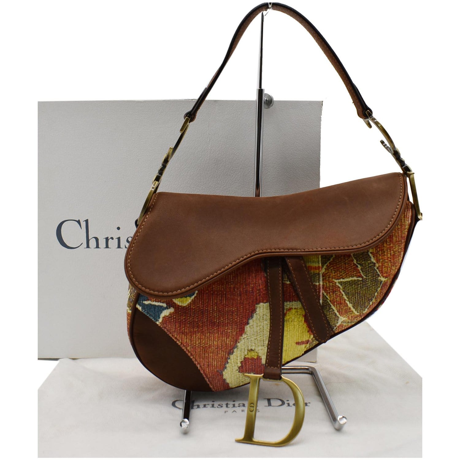 Christain Dior Impression Kilim Tapestry Canvas Saddle Bag
