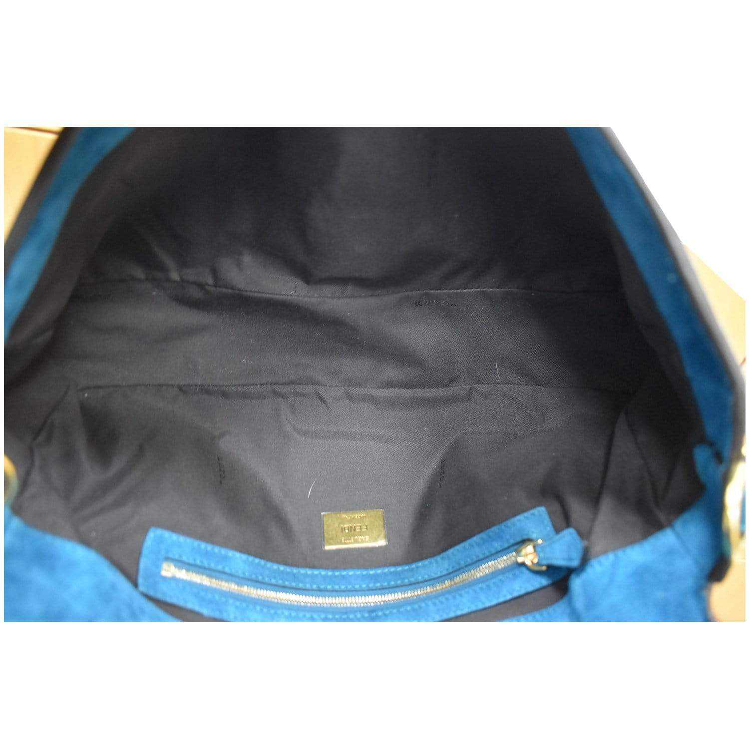 Fendi Baguette Large Suede Shoulder Bag Blue - DDH