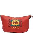 GUCCI Half Moon Logo Calfskin Leather Hobo Shoulder Bag Red 523588