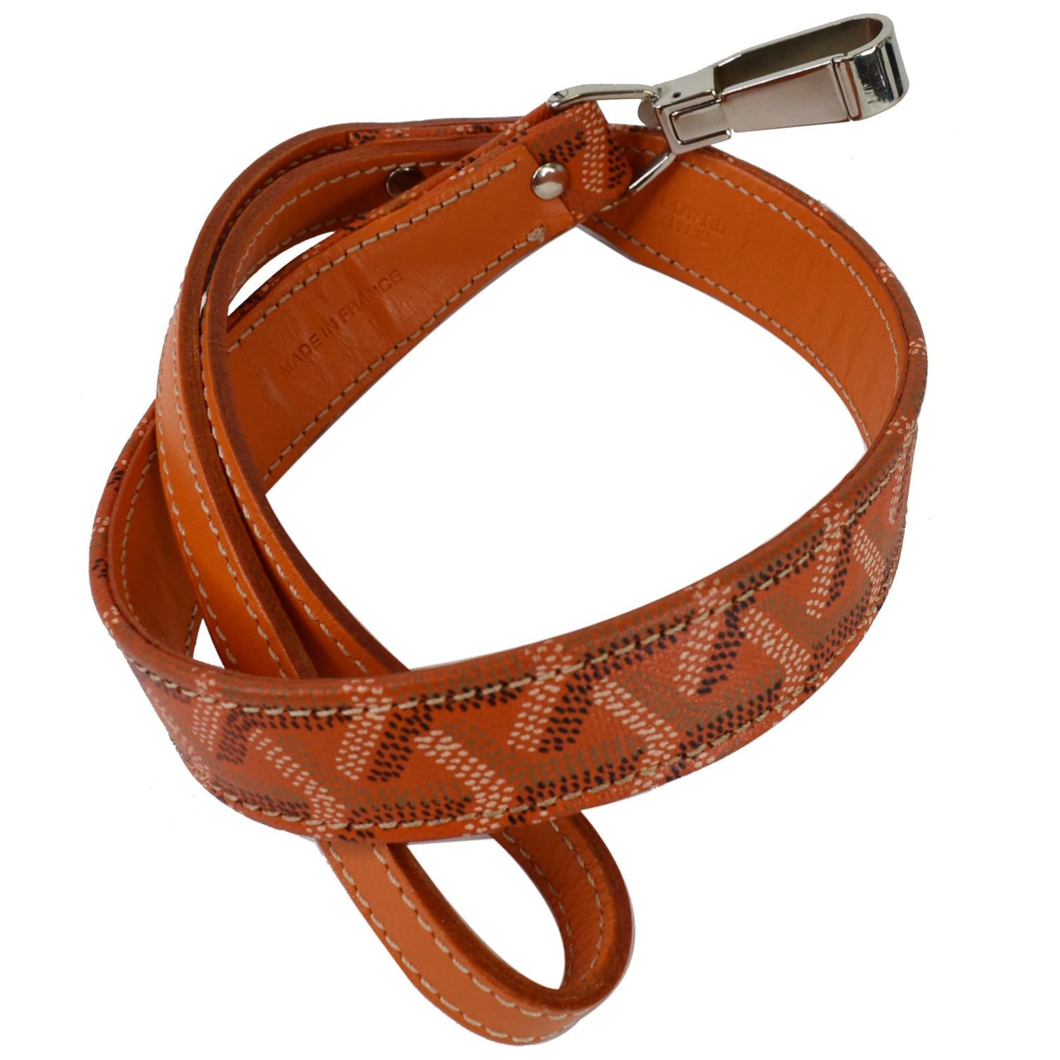Goyardine Leather Dog Collar