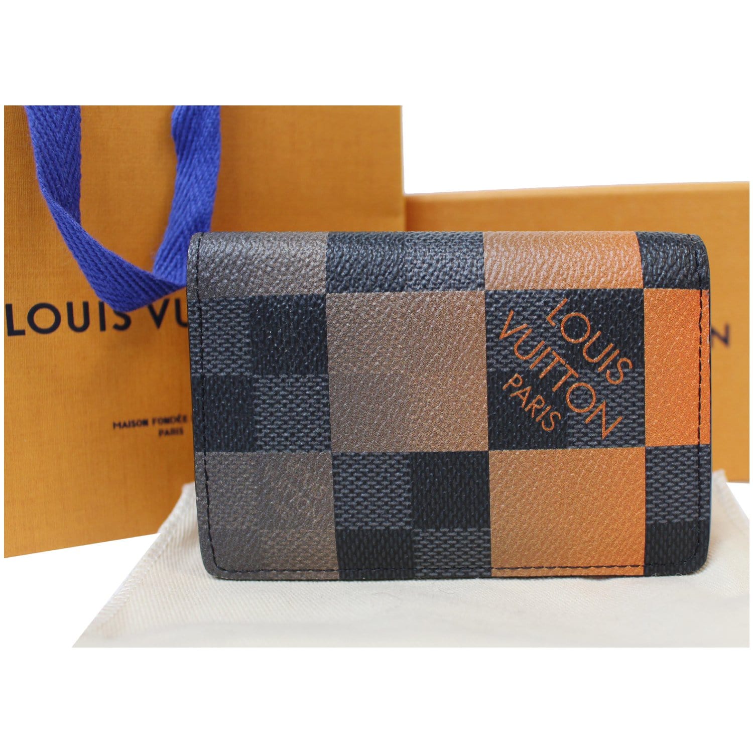 Louis Vuitton, Bags, Authentic Louis Vuitton Multiple Damier Graphite  Giant Orange Mens Wallet