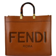 FENDI Sunshine Plexiglass Medium Leather Shopper Tote Bag Brown