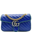 GUCCI GG Marmont Matelasse Leather Crossbody Bag Blue 443497