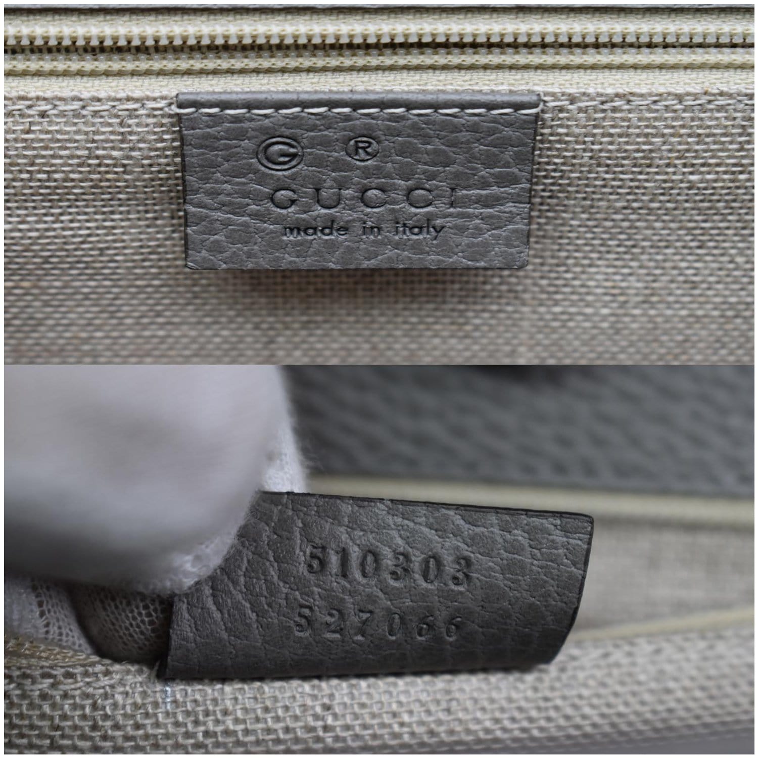 Gucci #510303 Interlocking GG Gray Leather Crossbody Bag, w/Gucci