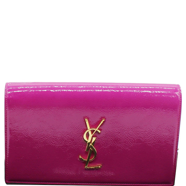 YVES SAINT LAURENT Belle de Jour Patent Leather Clutch Bag Pink