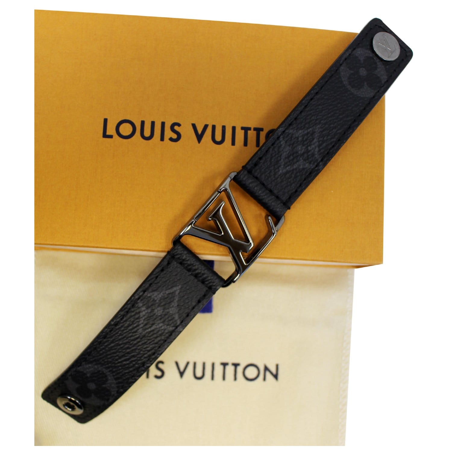 LV Padlock Bracelet Monogram Eclipse Canvas - Men - Fashion