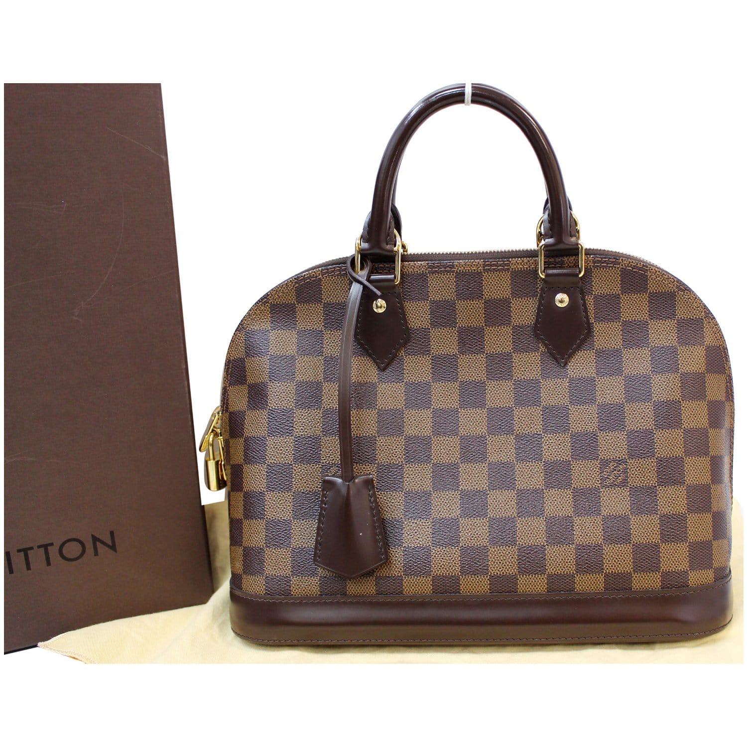 2004 Louis Vuitton Brown Damier Ebene Coated Canvas and Calfskin Leather  Alma PM at 1stDibs