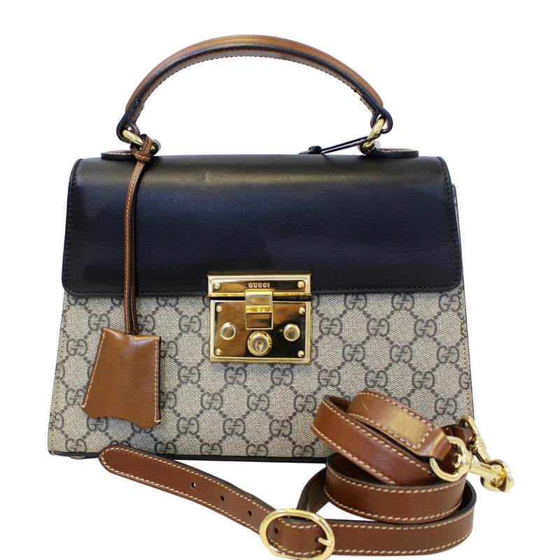 GUCCI Small Padlock GG Supreme Monogram Top Handle Crossbody Bag 45318 US