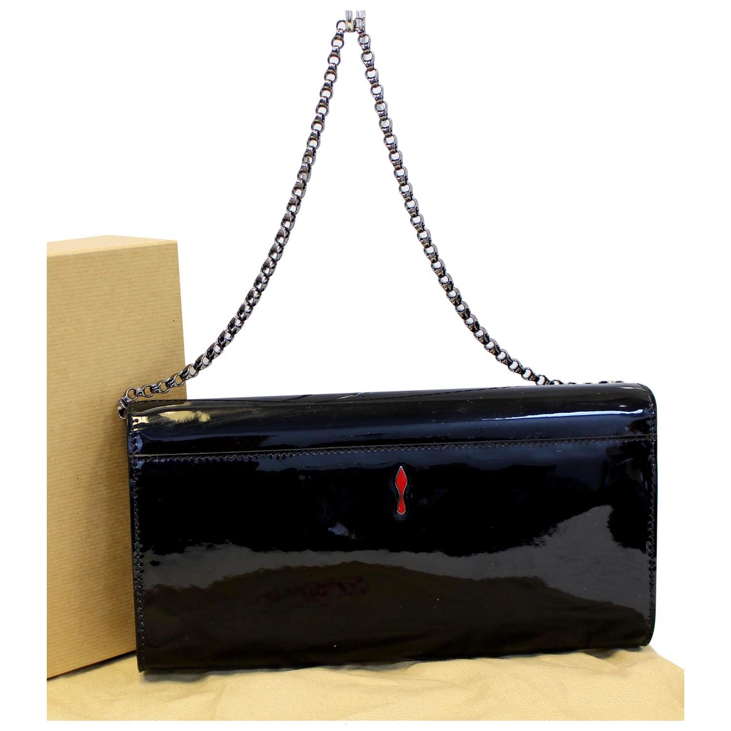KD Black Patent Leather Embossed Genuine Leather Clutch Handbag