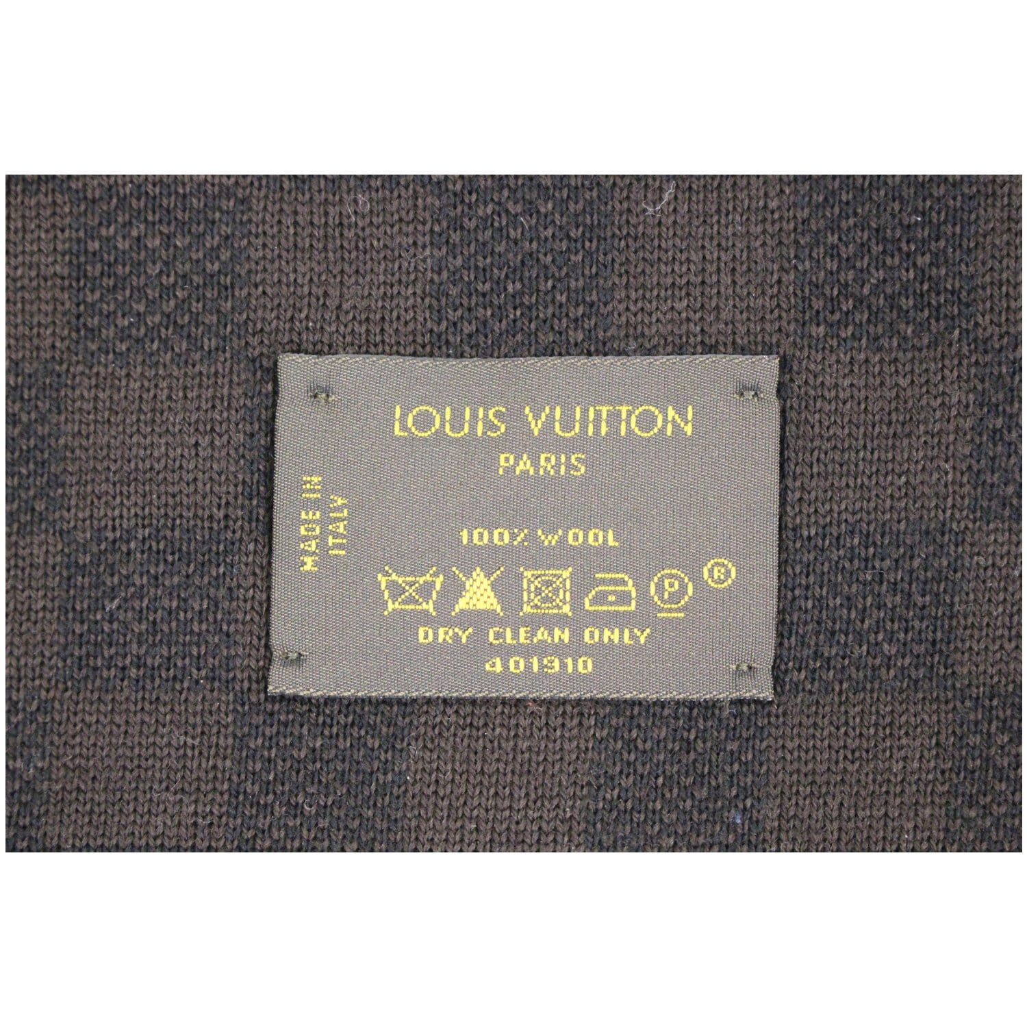 LOUIS VUITTON Wool Petit Damier Scarf NM Grey 1211291