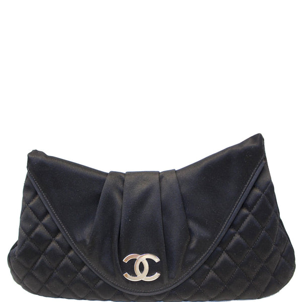 CHANEl CC Half Moon Quilted Satin Clutch Black-US