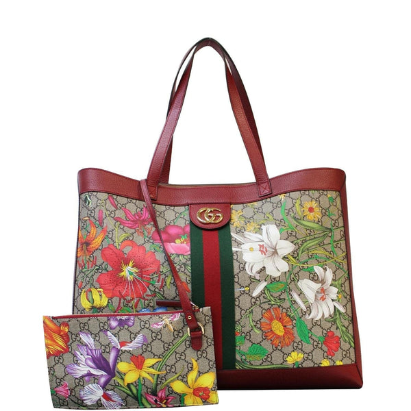 GUCCI Ophidia GG Flora Medium Tote Bag Red 547947