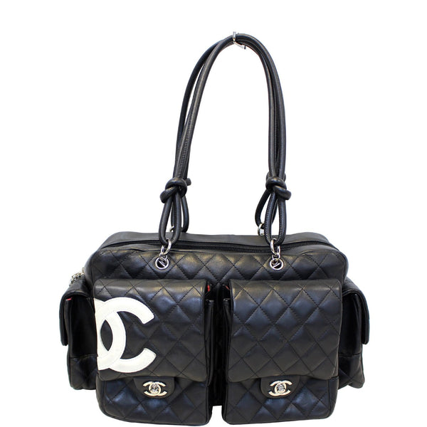 CHANEL Black Quilted Leather Ligne Cambon Reporter Shoulder Bag-US