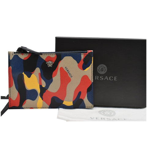 Versace Camo Leather Zip Key Pouch Multicolor | Buy Now