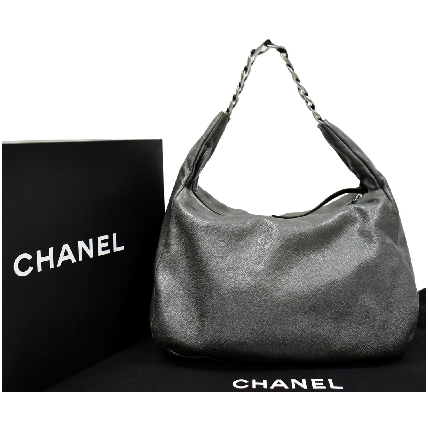 Chanel Small Coco Handle bag Dark grey Leather ref.572318 - Joli