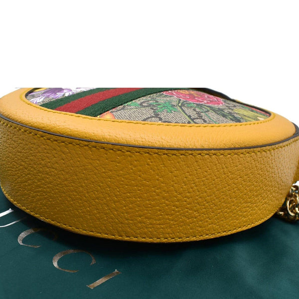 GUCCI Ophidia Mini Flora GG Round Supreme Monogram Web Crossbody Bag Yellow 550618