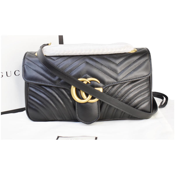 GUCCI GG Marmont Small Matelasse Leather Crossbody Bag Black 443497