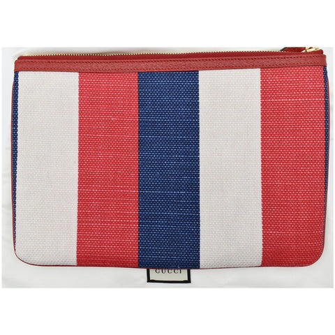 GUCCI Linea Merida Web Stripe Canvas Zip Pouch Multicolor 524788