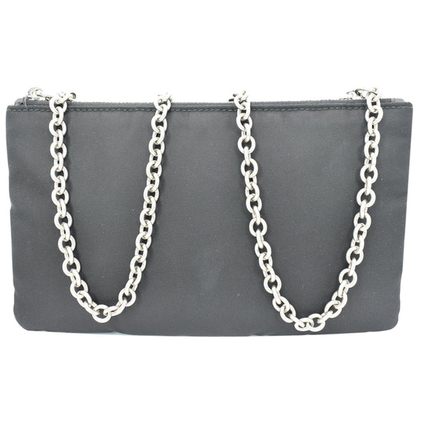 PRADA Mini Nylon Chain Crossbody Bag Black