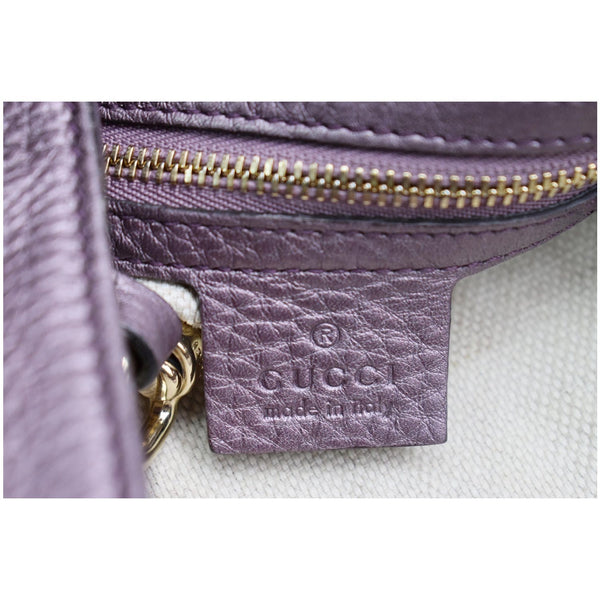 GUCCI Soho Small Pebbled Leather Shoulder Bag Metallic Purple 336751