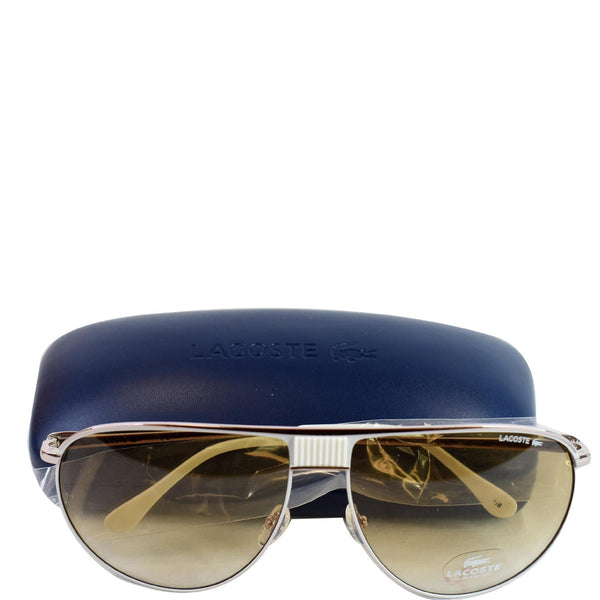 Lacoste Aviator Sunglasses White Frame/Light Brown Lens