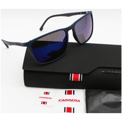 CARRERA CA8031S/0FLL/XT Matte Blue Sunglasses Blue Mirrored Lens