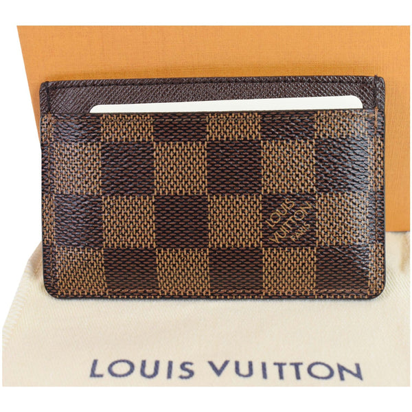 Louis Vuitton Damier Ebene Card Holder Brown For Women - front side view