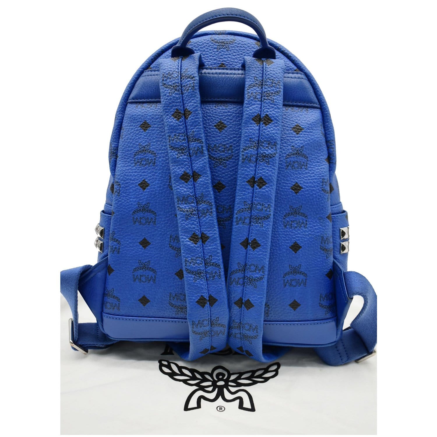 MCM Mini Backpack  Blue leather backpack, Blue leather bag, Mini
