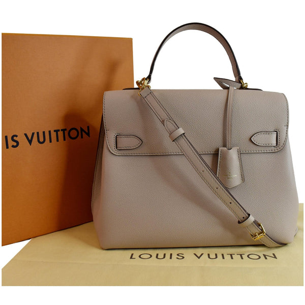 Louis Vuitton Lockme Ever MM Pebbled Leather Shoulder Bag Greige