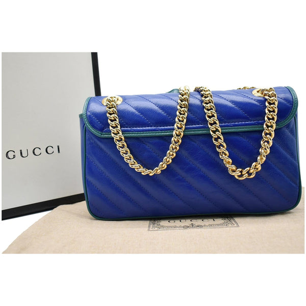 GUCCI GG Marmont Matelasse Leather Crossbody Bag Blue 443497