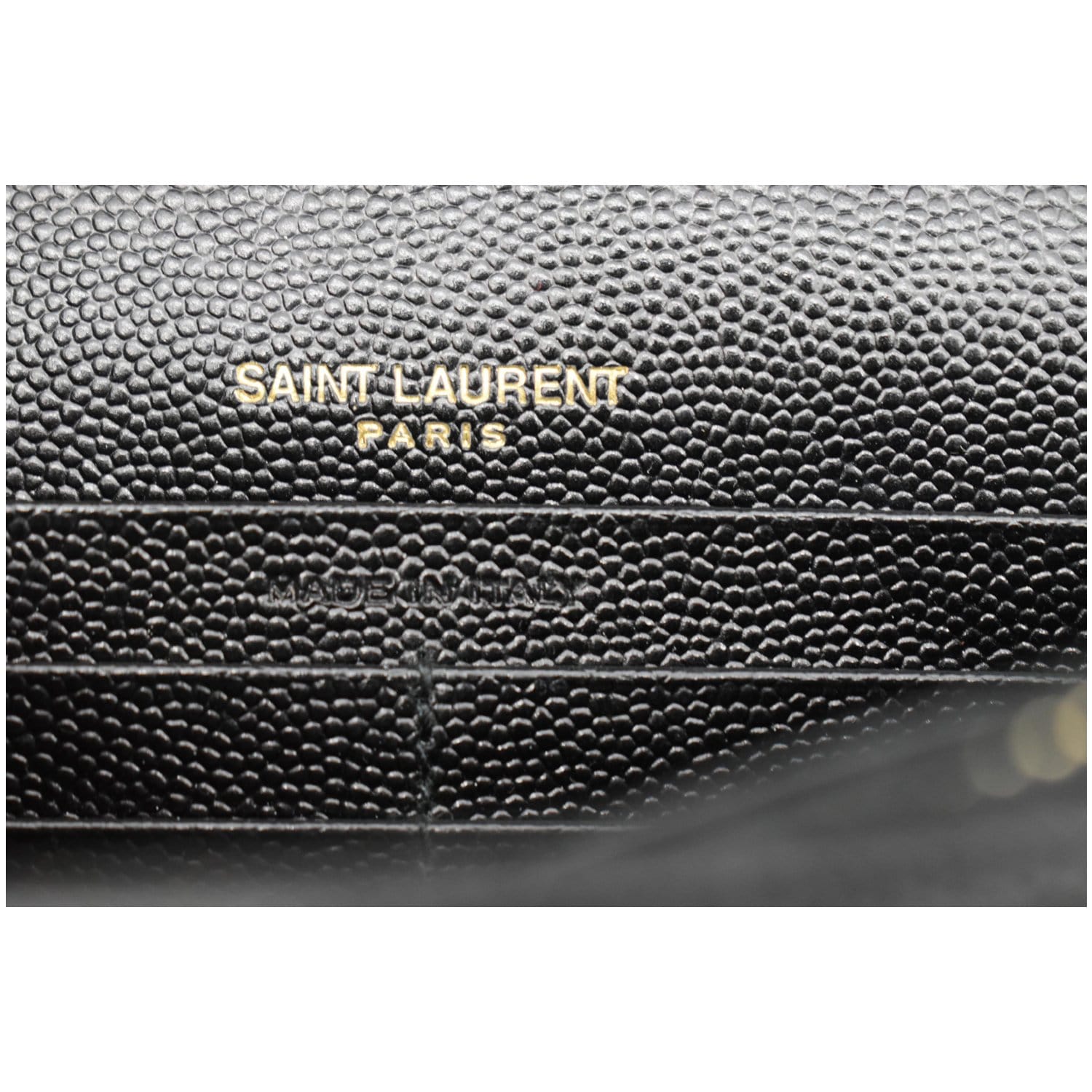 Saint Laurent Paris Black Chevron Leather Wallet on Chain Yves